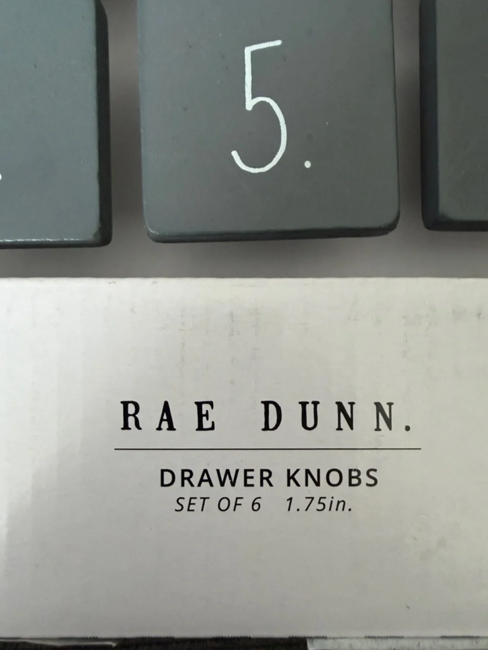 Rae Dunn Gray Numbered Square Drawer Knobs Set - Picture 3 of 4